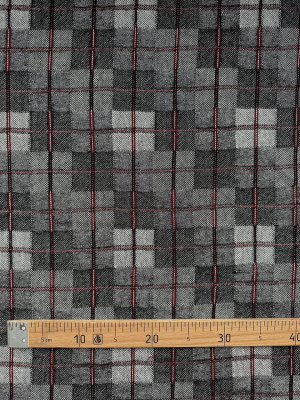 Ткань лён плотный "Черная клетка" с эффектом мятости арт.5851 | Ellie Fabrics