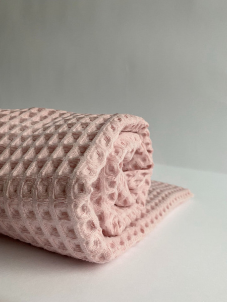 Ткань вафля хлопок "нежно-розовый" арт.718 клетка 12х12мм | Ellie Fabrics