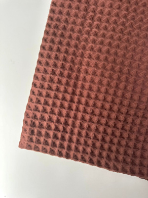 Ткань вафля хлопок "красное дерево" арт. 896 клетка 12*12, ширина 150 см | Ellie Fabrics