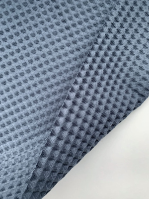 Ткань вафля хлопок "синий темный" арт.982 клетка 12*12мм