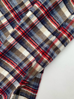 Ткань для шитья. Фланель хлопковая "красно-сине-бежевая" арт. 1882