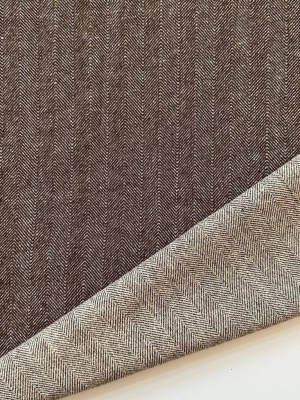 Ткань лён плотный "ёлочка шоколад" с эффектом мятости арт.5849 | Ellie Fabrics