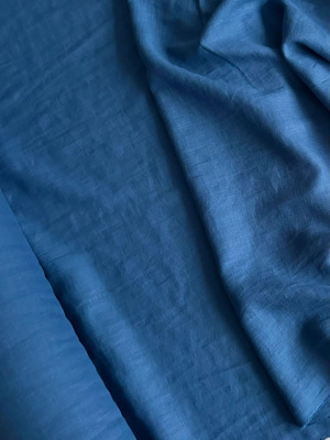 Ткань для шитья. Лён с эффектом мятости "синий 1241” арт. 1241КР | Ellie Fabrics