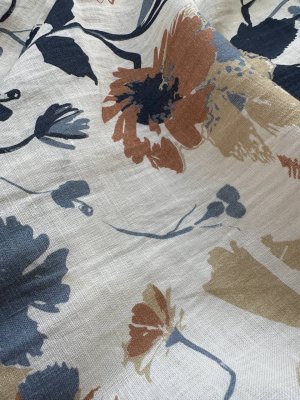 Ткань лён с эффектом мятости (крэш)  "Цветы"  арт. 7747 | Ellie Fabrics