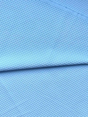 Ткань вафля хлопок "Голубой" арт.409 клетка 7*7