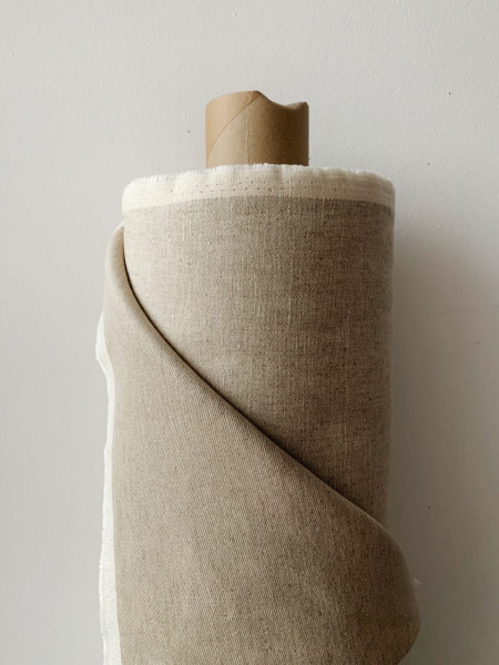 7072. Ткань лён очень плотный умягченный  "натуральный" костюмный (саржевое плетение) | Ellie Fabrics